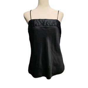 Vintage Deena Satin Cami Tag 38 Fits Like Small Black Spaghetti Strap Pleated